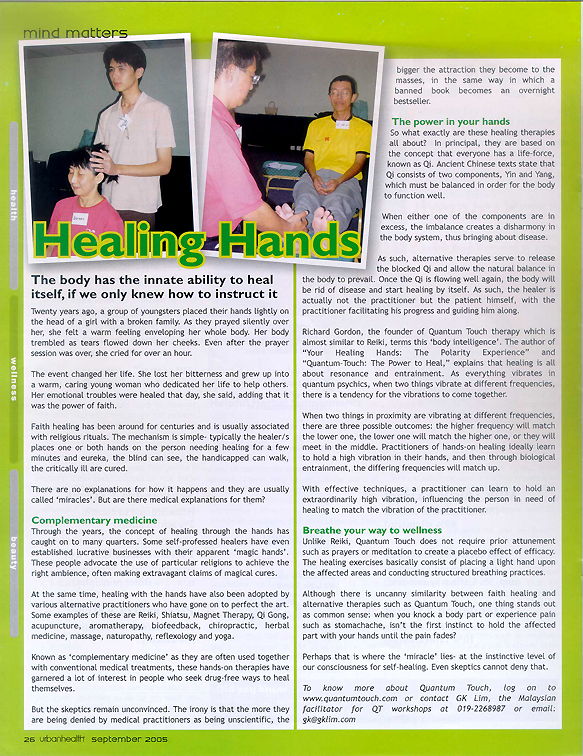 Healing Hands article from Urban Health, September 2005